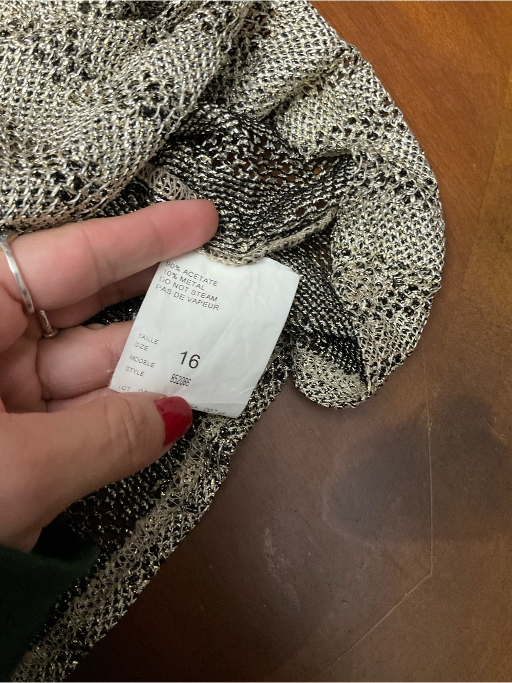 JS Collection Metallic Knit Button-Front Blouse - Picture 6 of 6